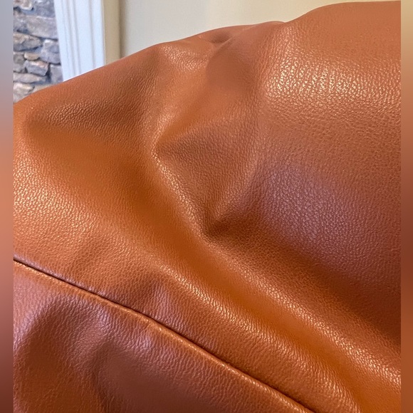 Zara Carmel brown faux leather shirt long sleeved M - Picture 4 of 5